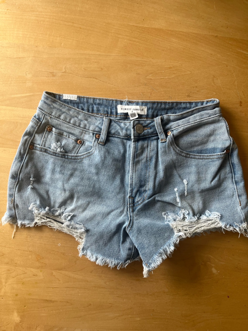 Almost Famous Light Blue Distressed Denim Cutoff Shorts